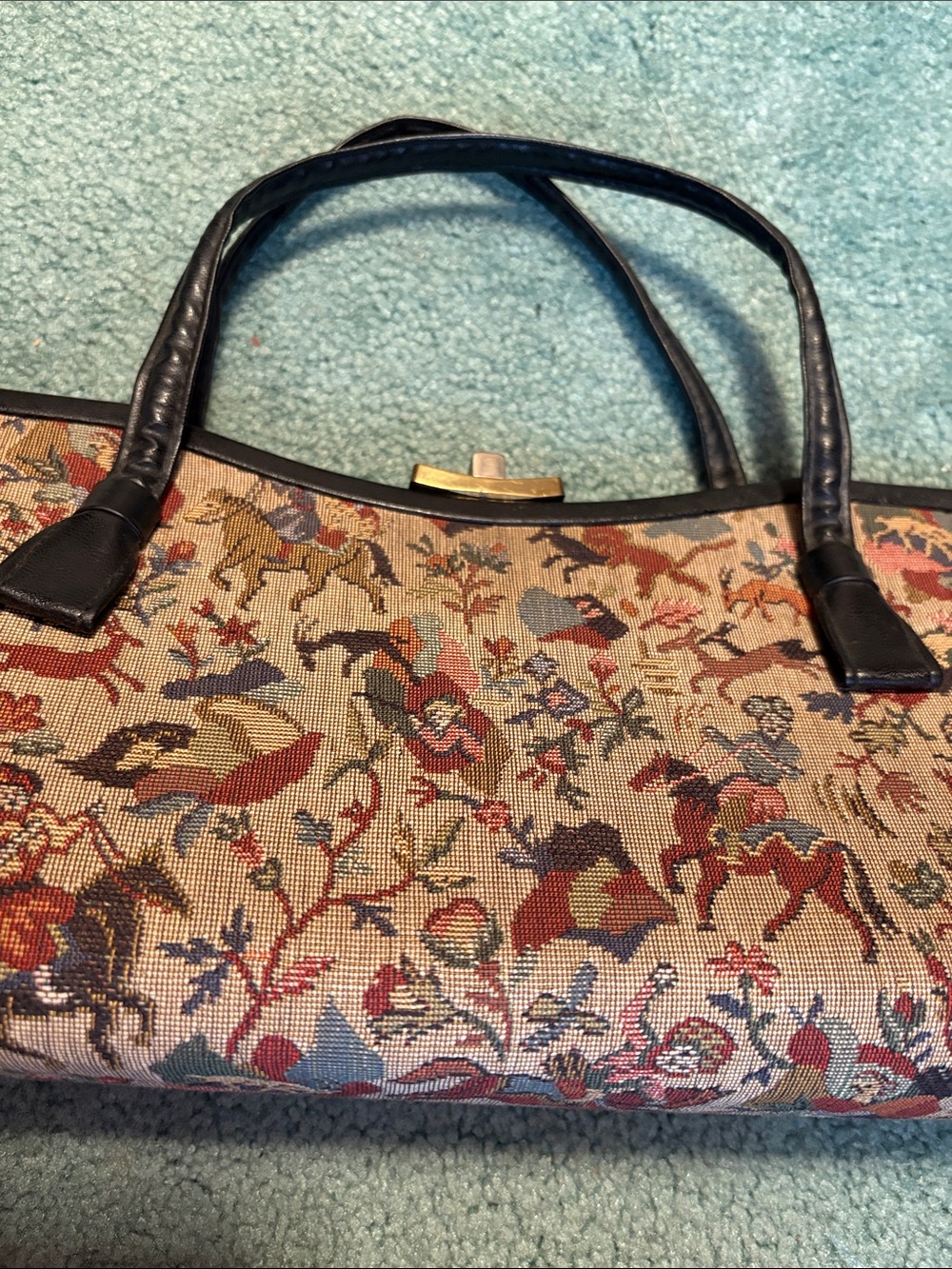 Vintage Tapestry Print Handbag